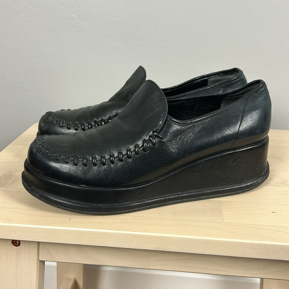 Robert Clergerie Black Leather Platform Loafers